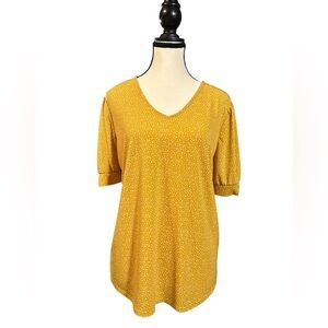 Adrianna Papell Mustard Blouse with White Accents